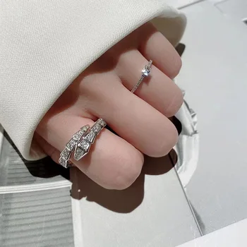 יוקרה ברור זירקון הנחש צורת הטבעת עבור נשים בנות אירוסין תכשיטים לחתונה מתנה jz760